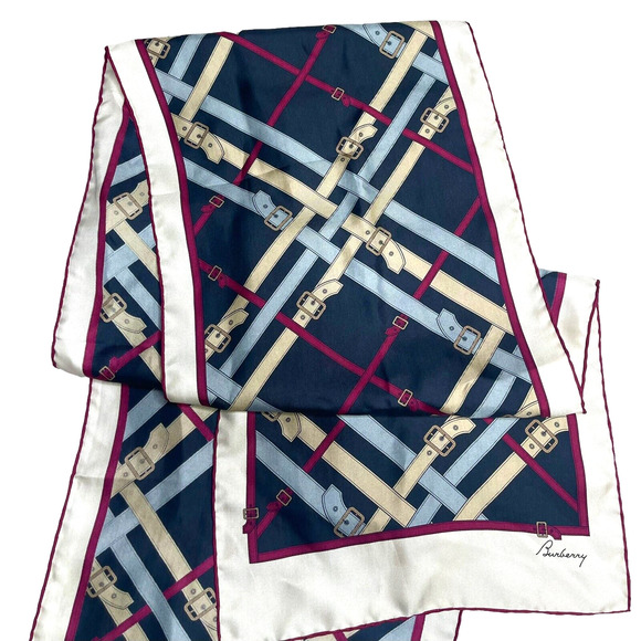 BURBERRY Silk Belt Nova Check Plaid Belt Print Rectangle Scarf 11x62 - Picture 3 of 16